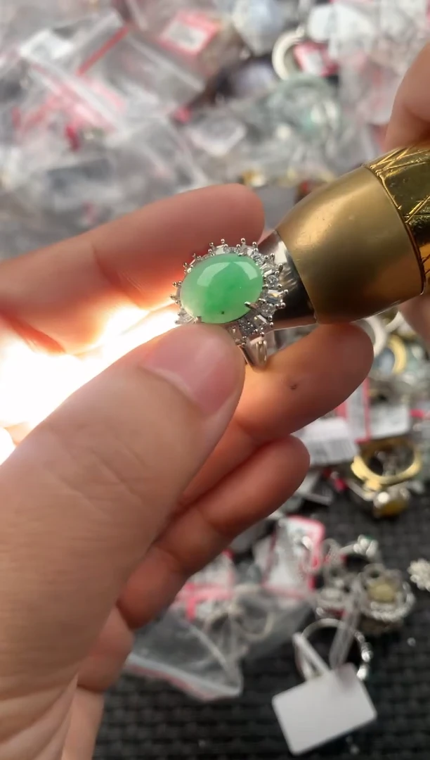 银S925镶嵌戒指翡翠3333   6