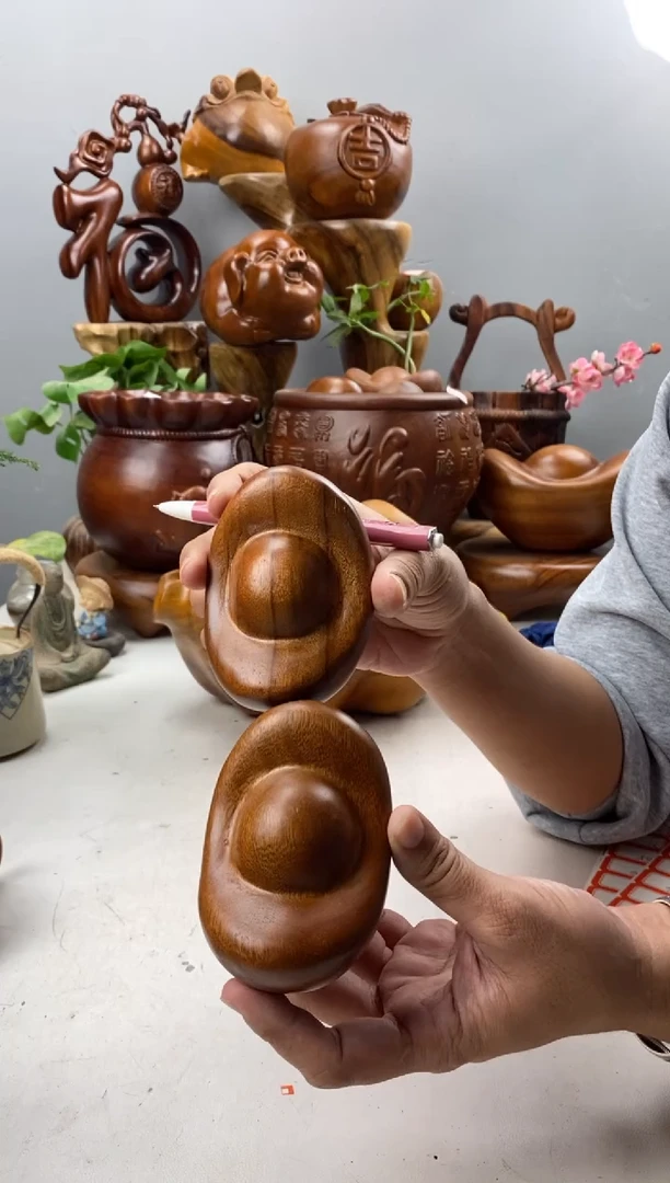 香樟木A8小元宝摆件/尺寸