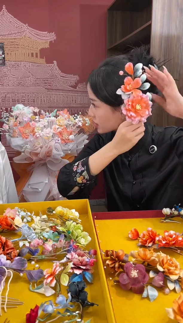 【闪购商品】刺绣非遗绒花（发饰）