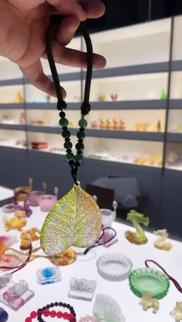 手工艺品琉璃菩提叶手把件