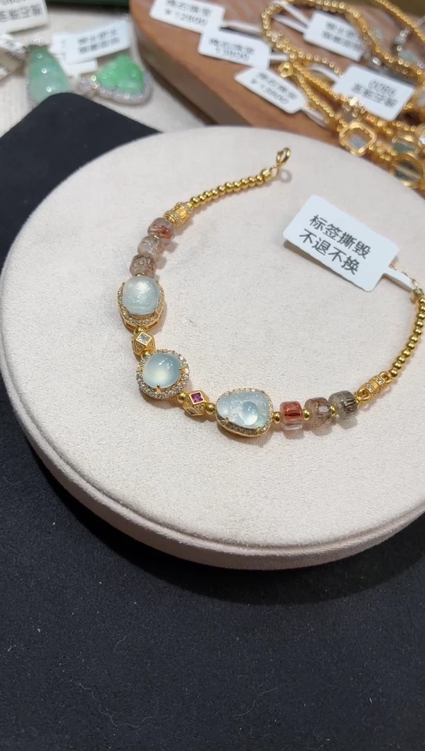 吊坠(不含链)银S925镶嵌翡翠手链