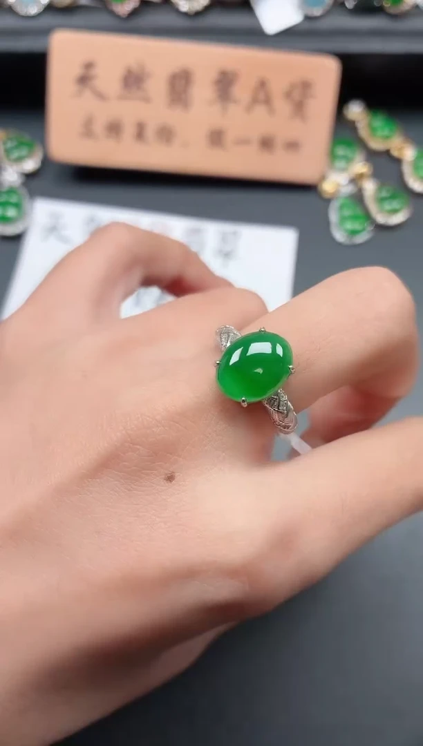 银S925镶嵌戒指翡翠1