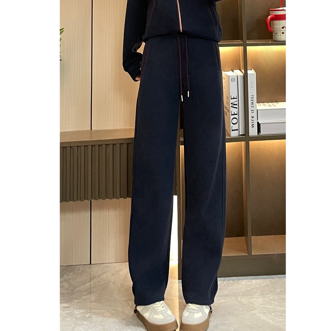 7686春季新款egg韩系休闲裤抽绳松紧弯刀裤（带抽绳）