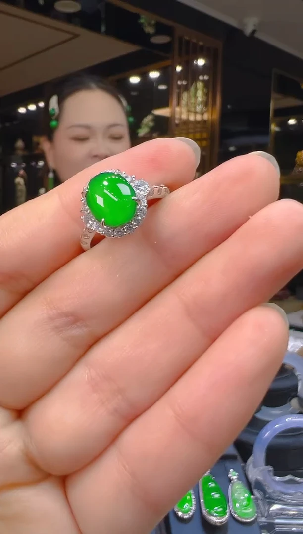 翡翠戒指银S925镶嵌124（多样性发其一）
