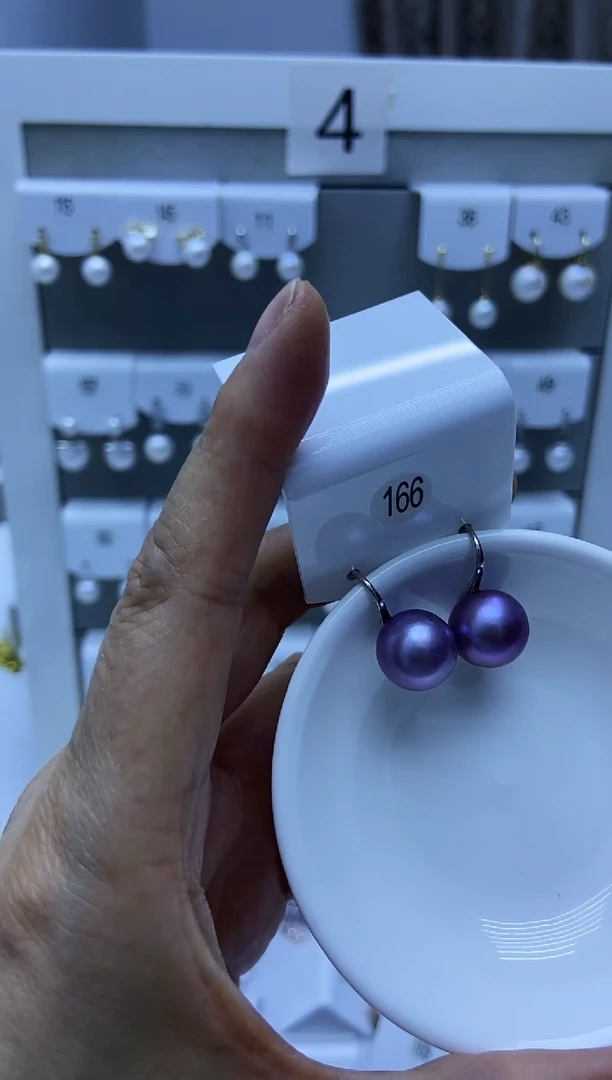 银S925镶嵌耳饰淡水珍珠166