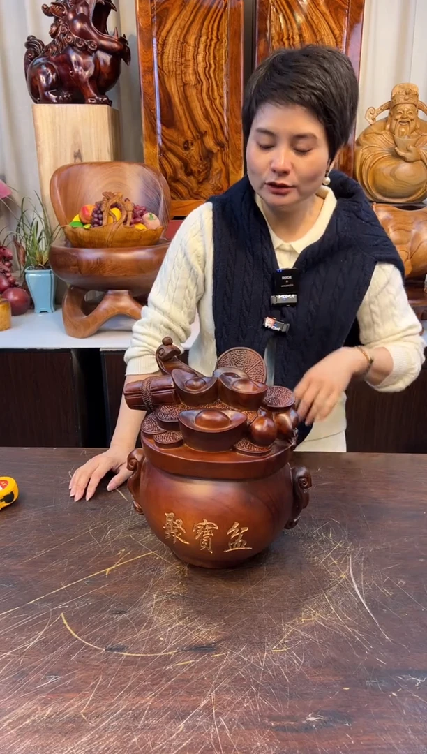 【闪购商品】香樟木创意聚宝盆摆件