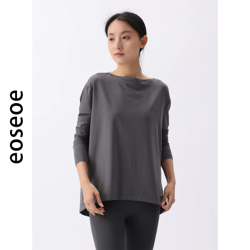 【Lu家瑜伽】BackinAction女士宽松剪裁领口长袖T恤薄款女秋季