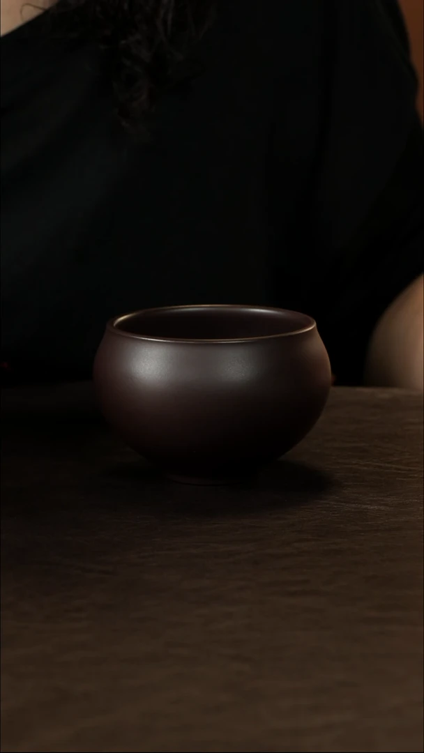 茶杯紫砂马燕 老紫泥 大肚杯220cc