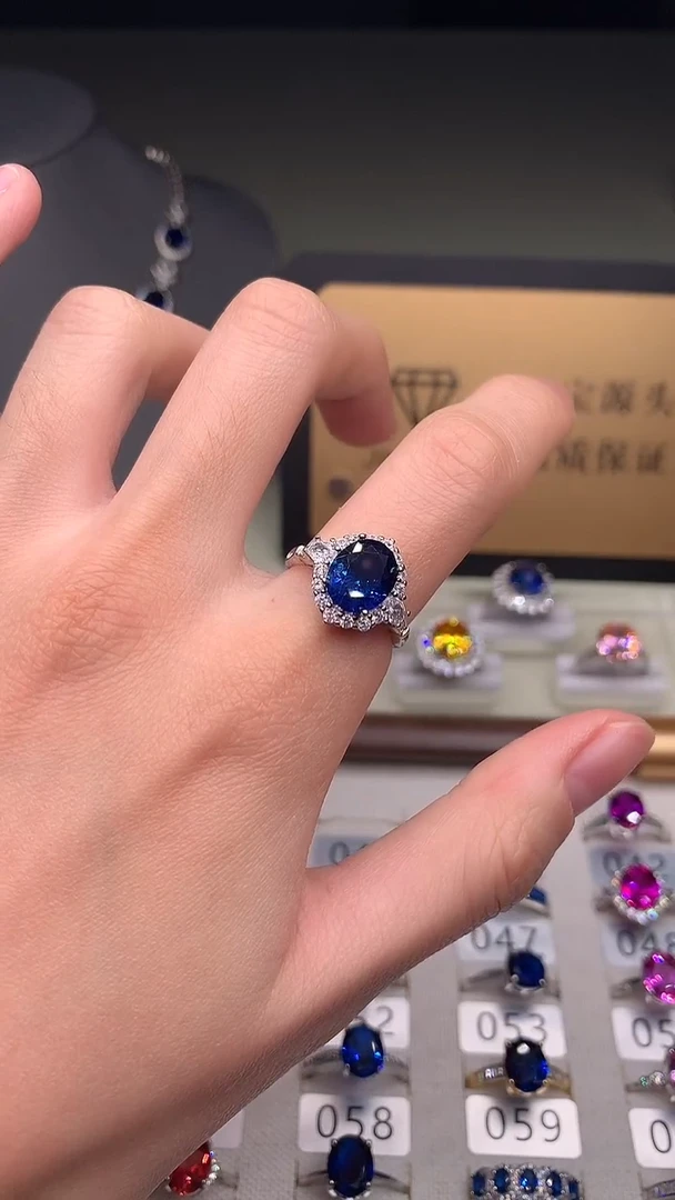 戒指蓝宝石银S925镶嵌..........
