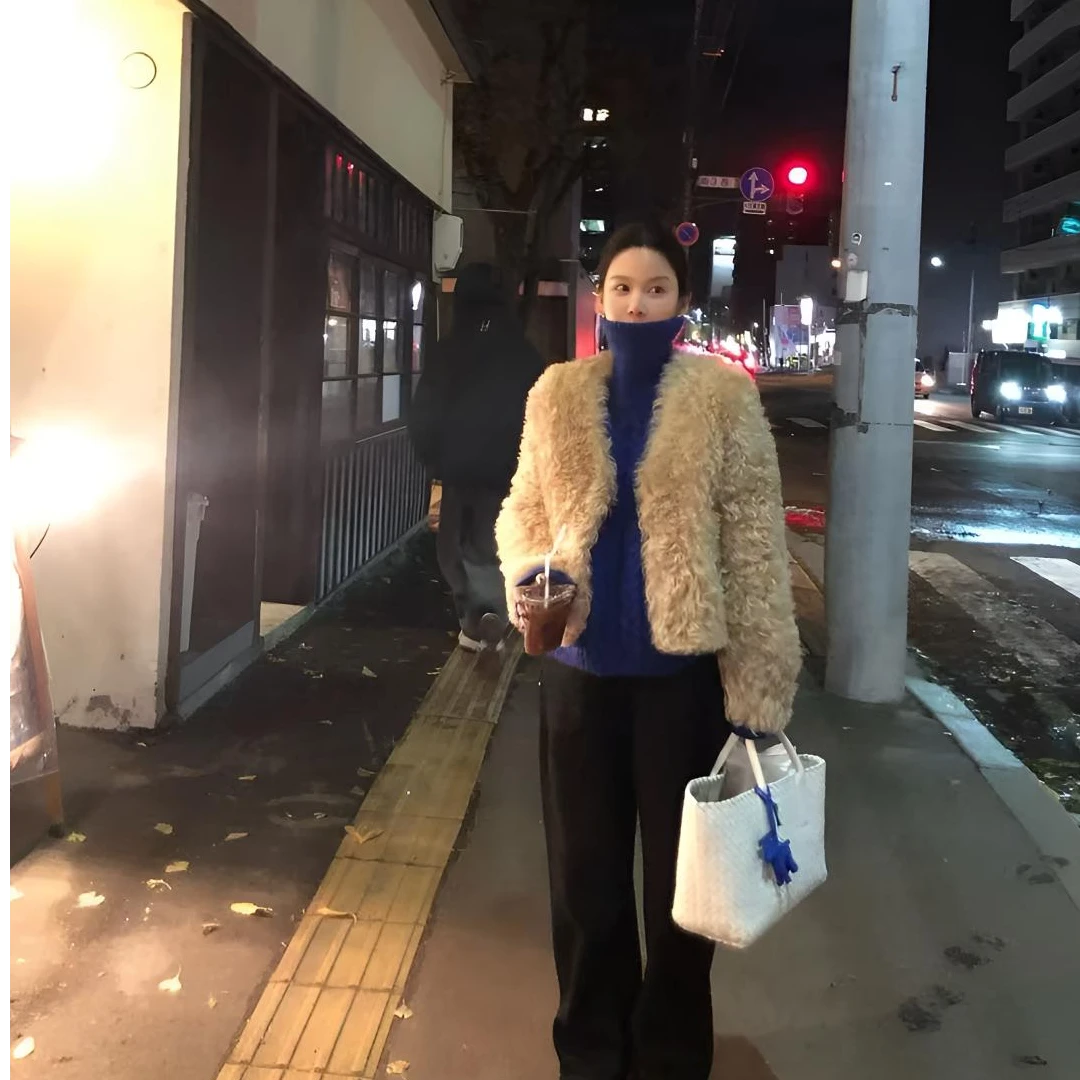 618现时特惠托卡卷毛V领韩版UM家毛毛外套毛衣秋季皮草新款秋冬