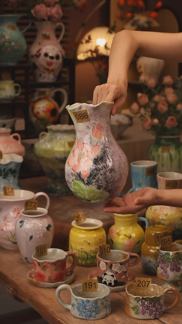 陶瓷086景德镇设计师手作花器摆件侘寂风