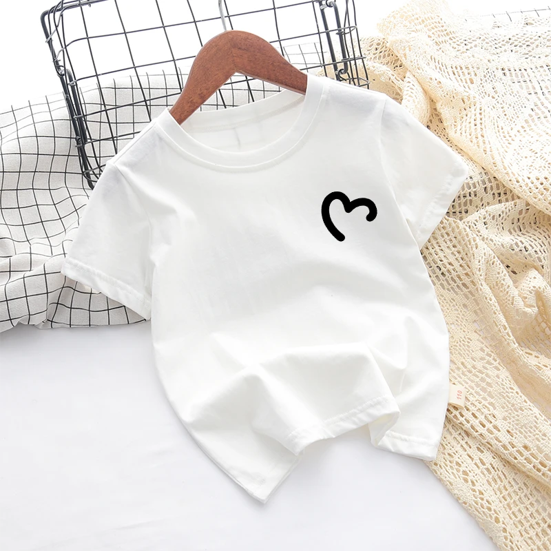 新款夏季亲肤纯棉小心心童装潮牌周边衣服儿童短袖T恤打底衫上衣