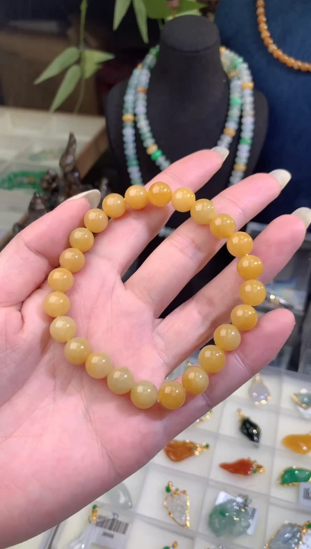 翡翠未镶嵌套链天然缅甸A货翡翠黄翡手串