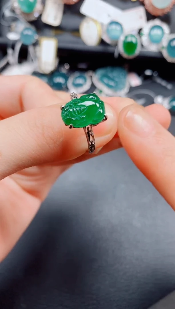 银S925镶嵌戒指翡翠翡翠