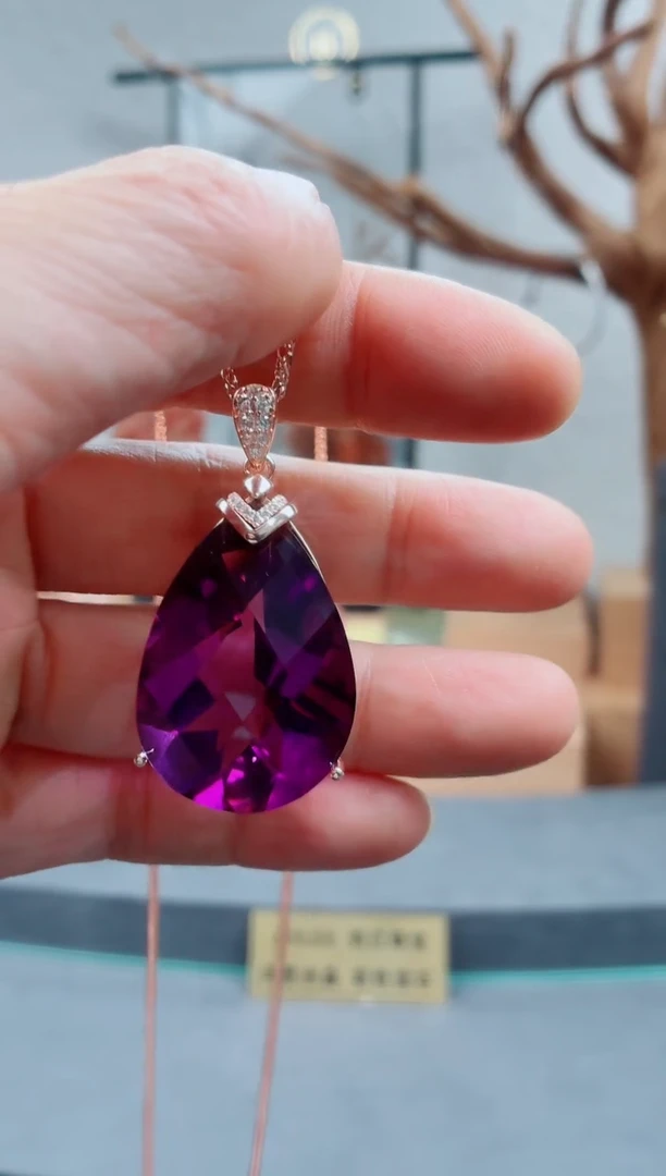 吊坠(赠链)银S925镶嵌紫晶紫晶吊坠