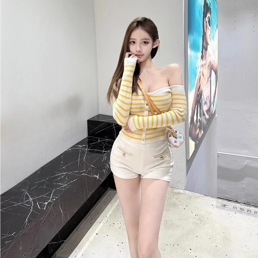 ULA LIMIT黄油面包休闲美少女风纯欲甜美针织条纹上衣毛衫开衫