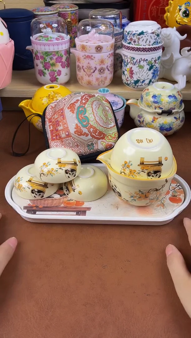 陶瓷茶具摆件旅行套组