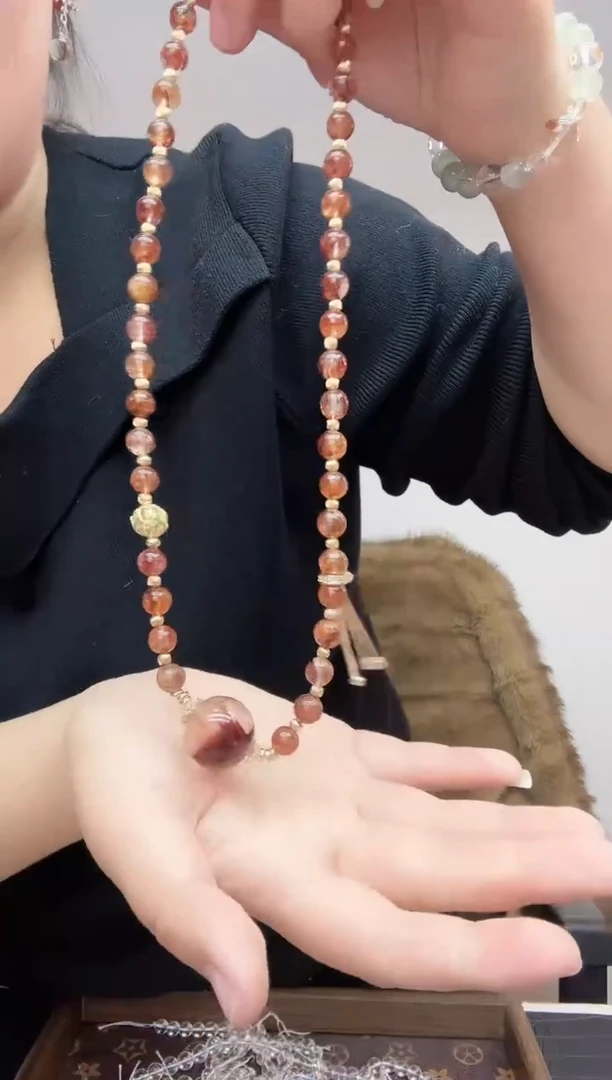 颈饰未镶嵌水晶天然胶花项链45