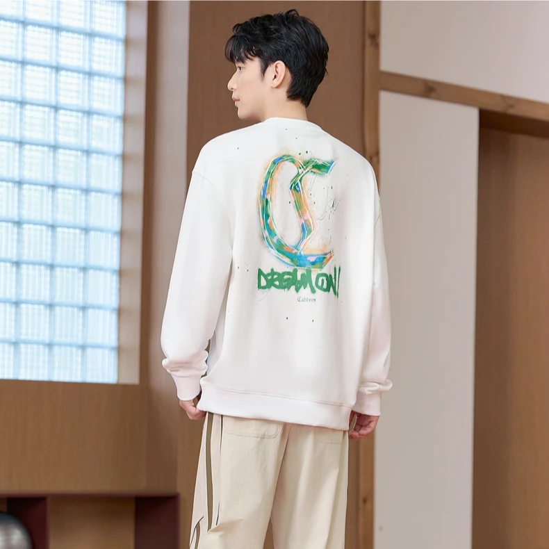 【重磅纯棉】卡宾男装潮流炫彩大C卫衣秋冬新款肌理时尚百搭上衣