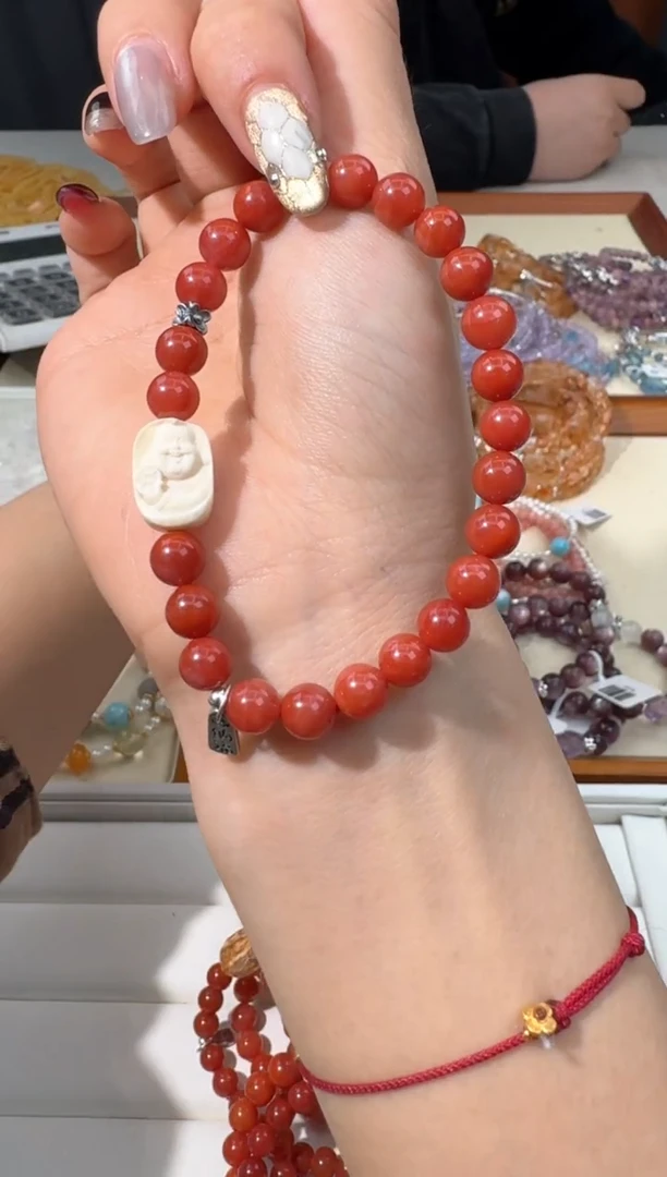 【闪购商品】南红玛瑙手链未镶嵌E032南红牙牙雕刻款