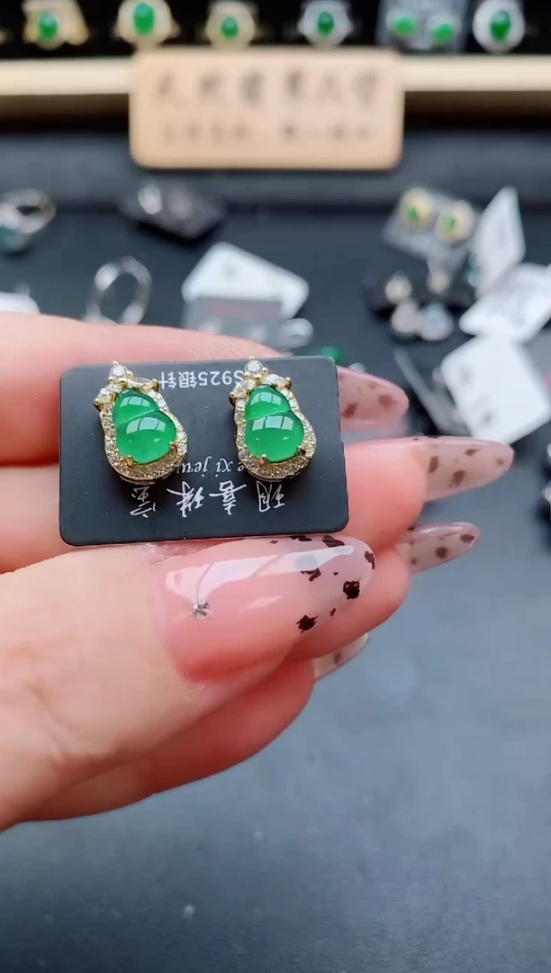 银S925镶嵌戒指翡翠1