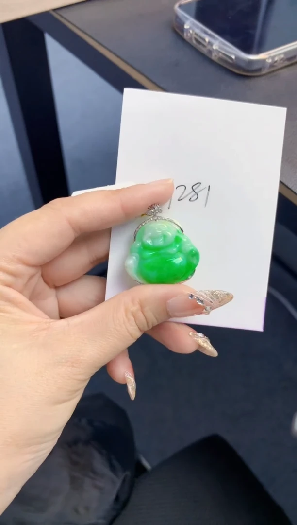 颈饰18K金镶嵌翡翠天然A货缅甸翡翠百元以上9元证书费自理