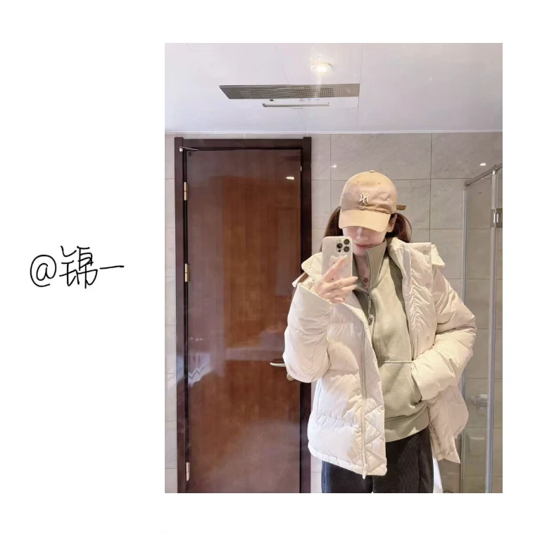 五格鹅绒收腰可拆卸帽泡芙羽绒服-锦一