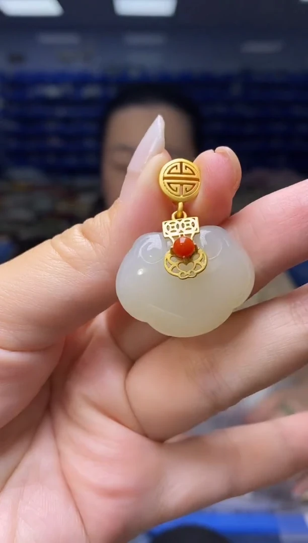 和田玉银S925镶嵌吊坠(不含链)DZ1864