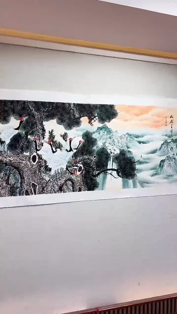 国画松鹤呈祥/6尺托底/雷畅胜