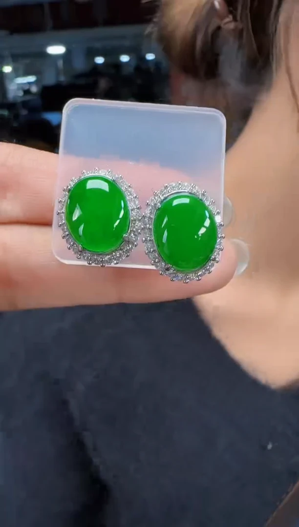 未镶嵌定制翡翠翡翠耳环34