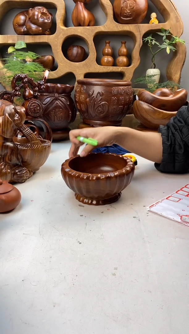 香樟木A53竖条纹碗/尺寸19*19