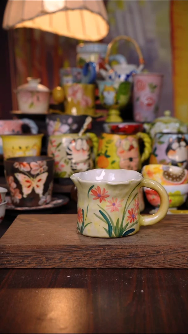 杯子陶泥垚手作 景德镇手工手绘陶瓷器物