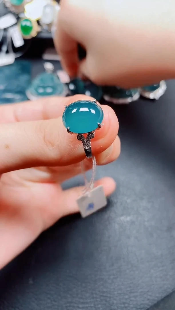 银S925镶嵌戒指翡翠翡翠