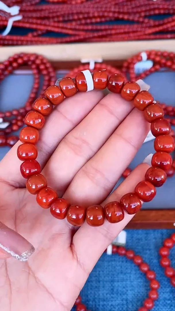 未镶嵌手串南红玛瑙N17凉山瓦西料双锦红火焰老型8mm