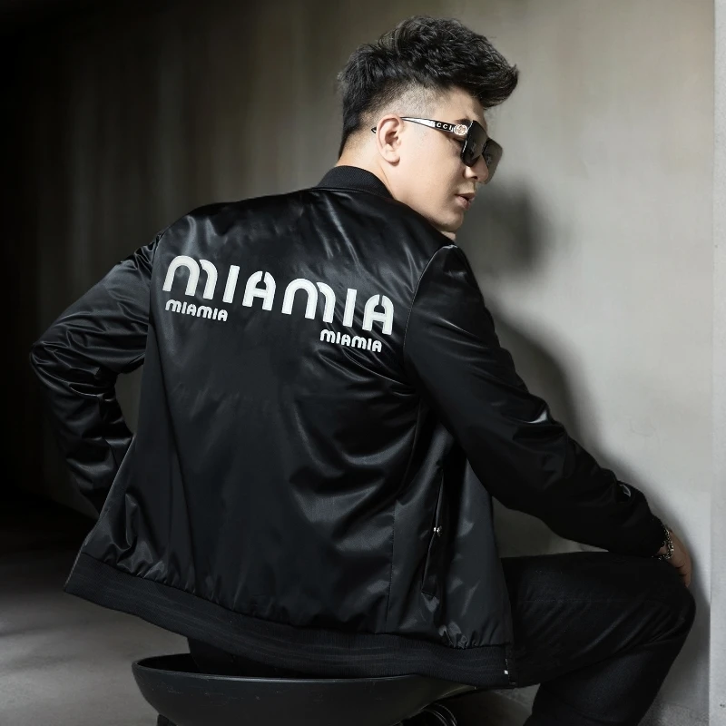 诺顿雷斯欧洲站新款棒球服男秋冬季潮流简约印花飞行夹克修身外套