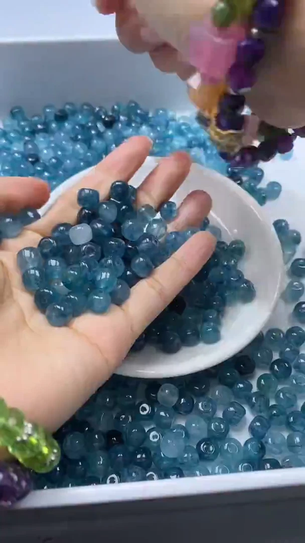 颈饰未镶嵌石英岩玉W1769-老蓝水飘花老型8*7mm*15颗