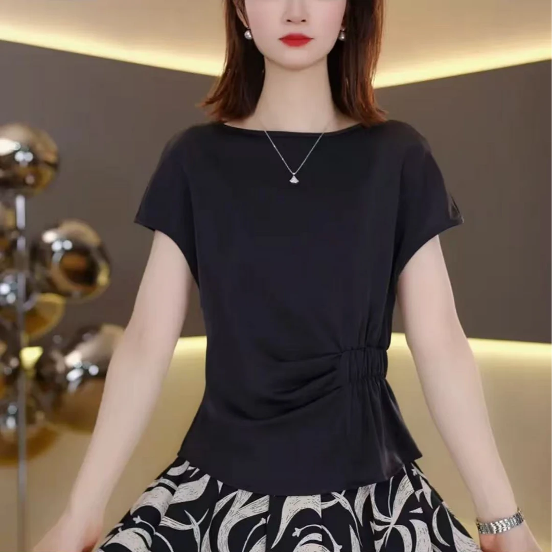 （2025新品）时尚百搭短袖T恤女春夏新款休闲洋气显瘦上衣