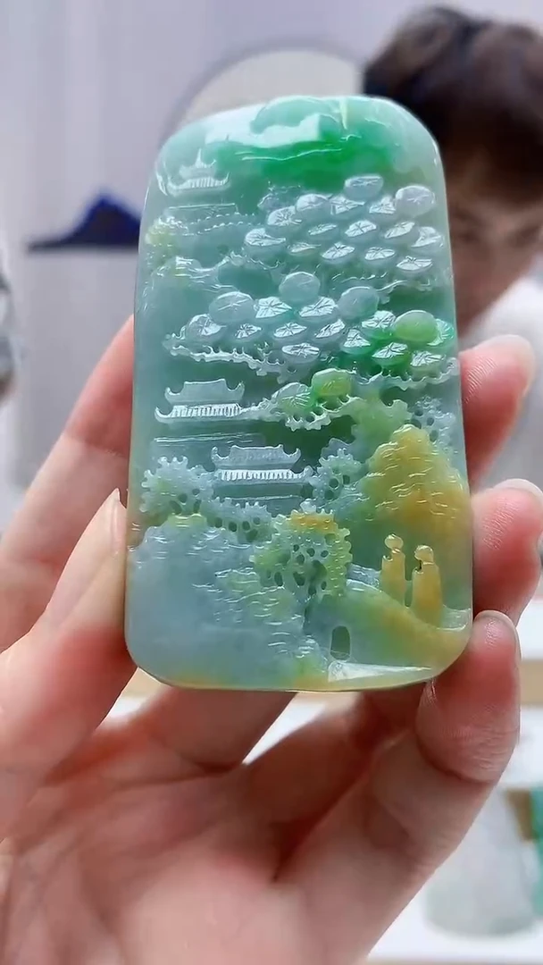 未镶嵌定制翡翠4868zm-毛货挂件山水107