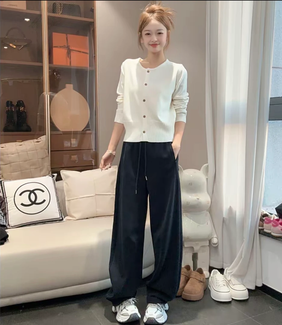 【加绒加厚】两穿运动裤秋冬宽松卫裤直筒休闲阔腿束脚长裤子