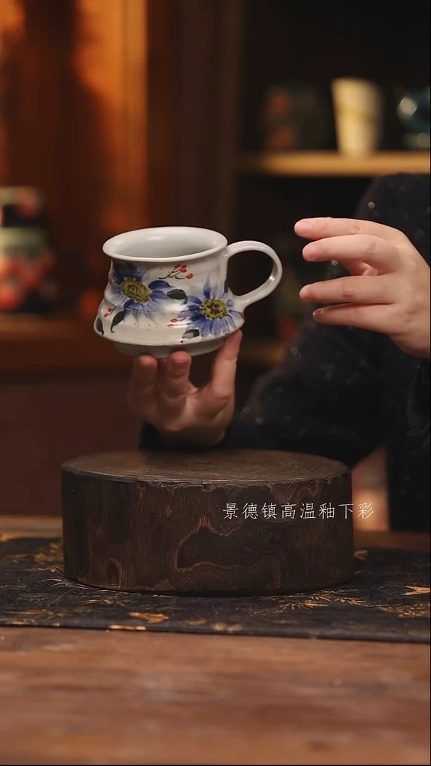 陶瓷景德镇高温釉下手绘陶瓷@L132@