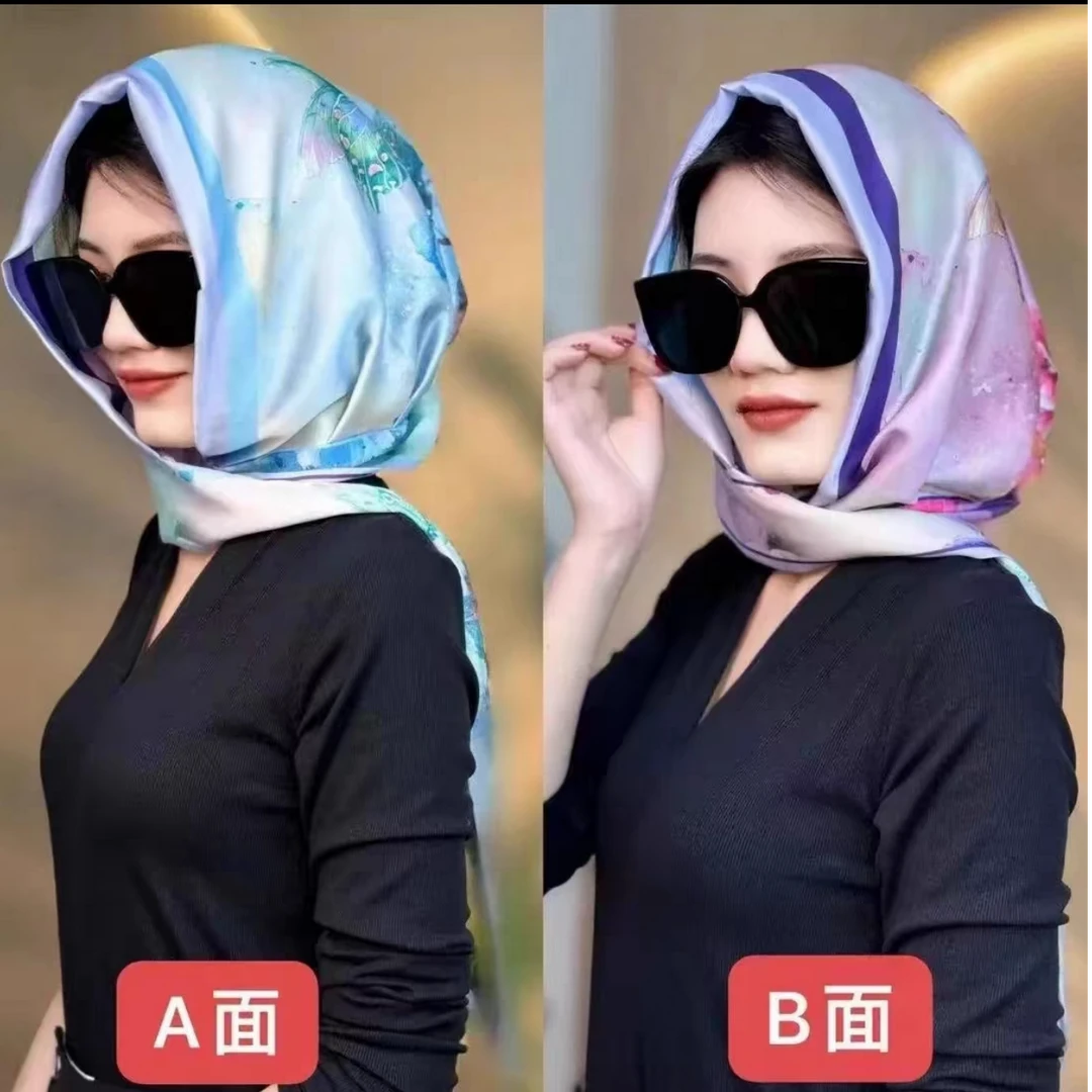 双层双色丝巾帽一套头巾围巾百变时尚围脖百搭户外遮脸围巾帽