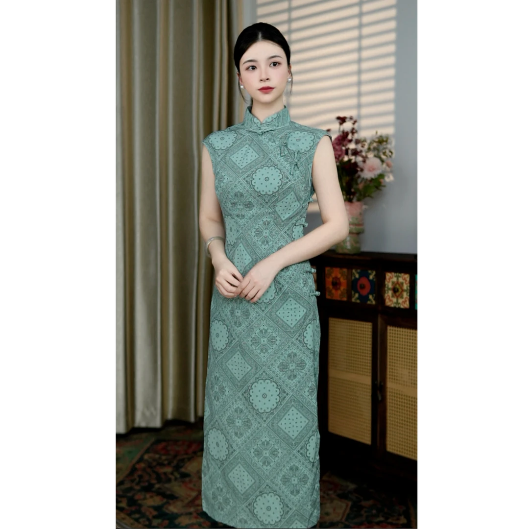 书香｜锦笙无袖通勤风新中式长旗袍日常旗袍国潮修身春夏温婉风