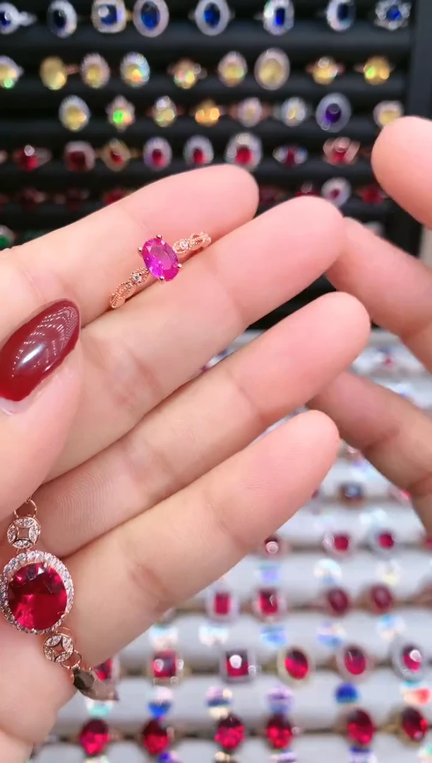 【闪购商品】蓝宝石戒指银S925镶嵌玫瑰金5.7