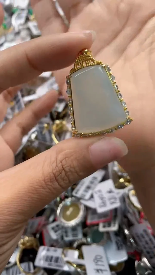 银S925镶嵌戒指翡翠666    9