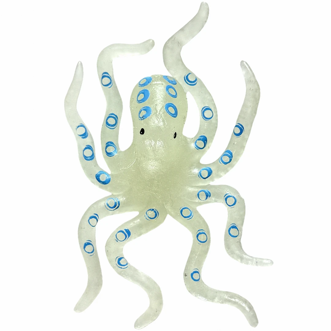 夜光软胶章鱼小号发光八爪鱼幼儿园JDXK捞鱼戏水玩具海洋动物模型