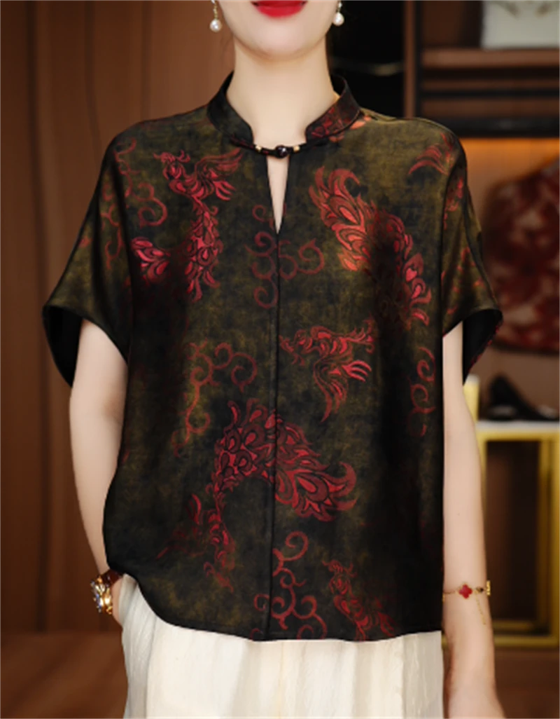 春夏衬衫女时尚显瘦优雅洋气气质休闲印花百搭衬衫V25P572