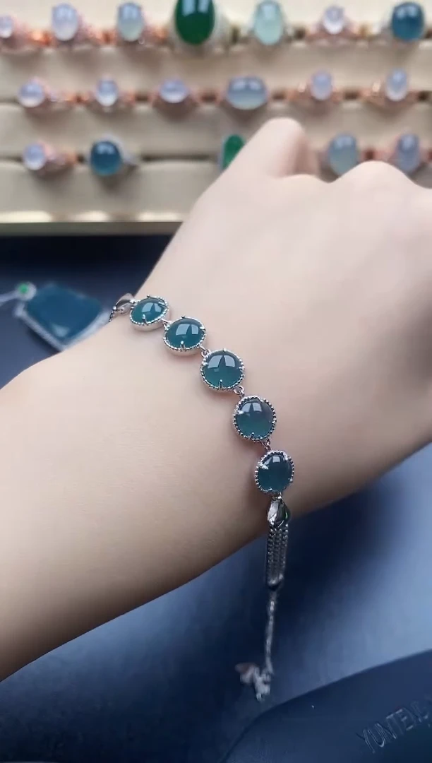 银S925镶嵌手链翡翠一物一证一礼盒