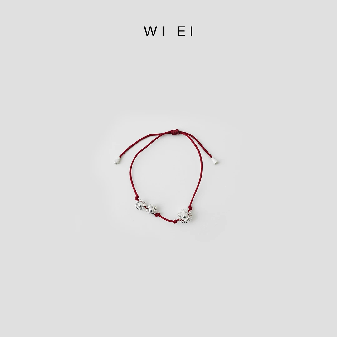 《WI EI》小银花 设计师款 编织中国结玉线银花手链9G019