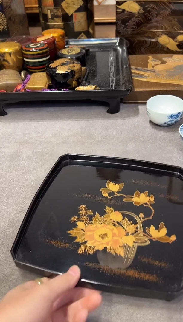 高肉莳绘 茶台 大漆漆器大漆漆器