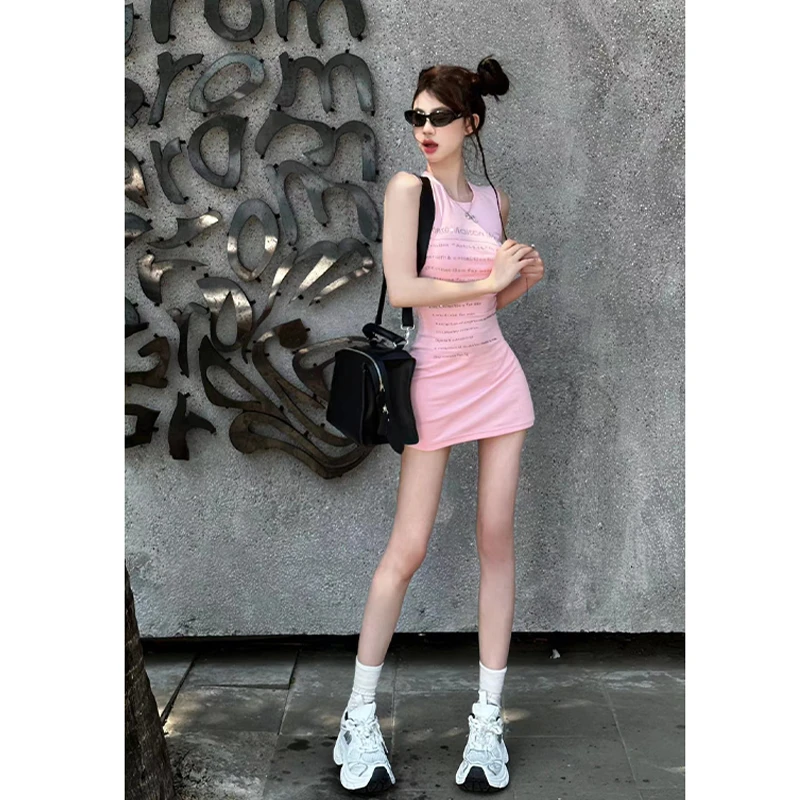 婉君【微醺粉色】夏季显瘦性感辣妹连衣裙LWJ24A1Q537